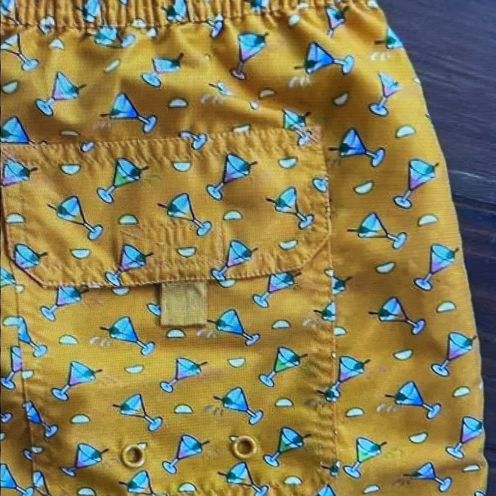Vibrant Yellow Swim Trunks with Pattern - Picture 5 of 6